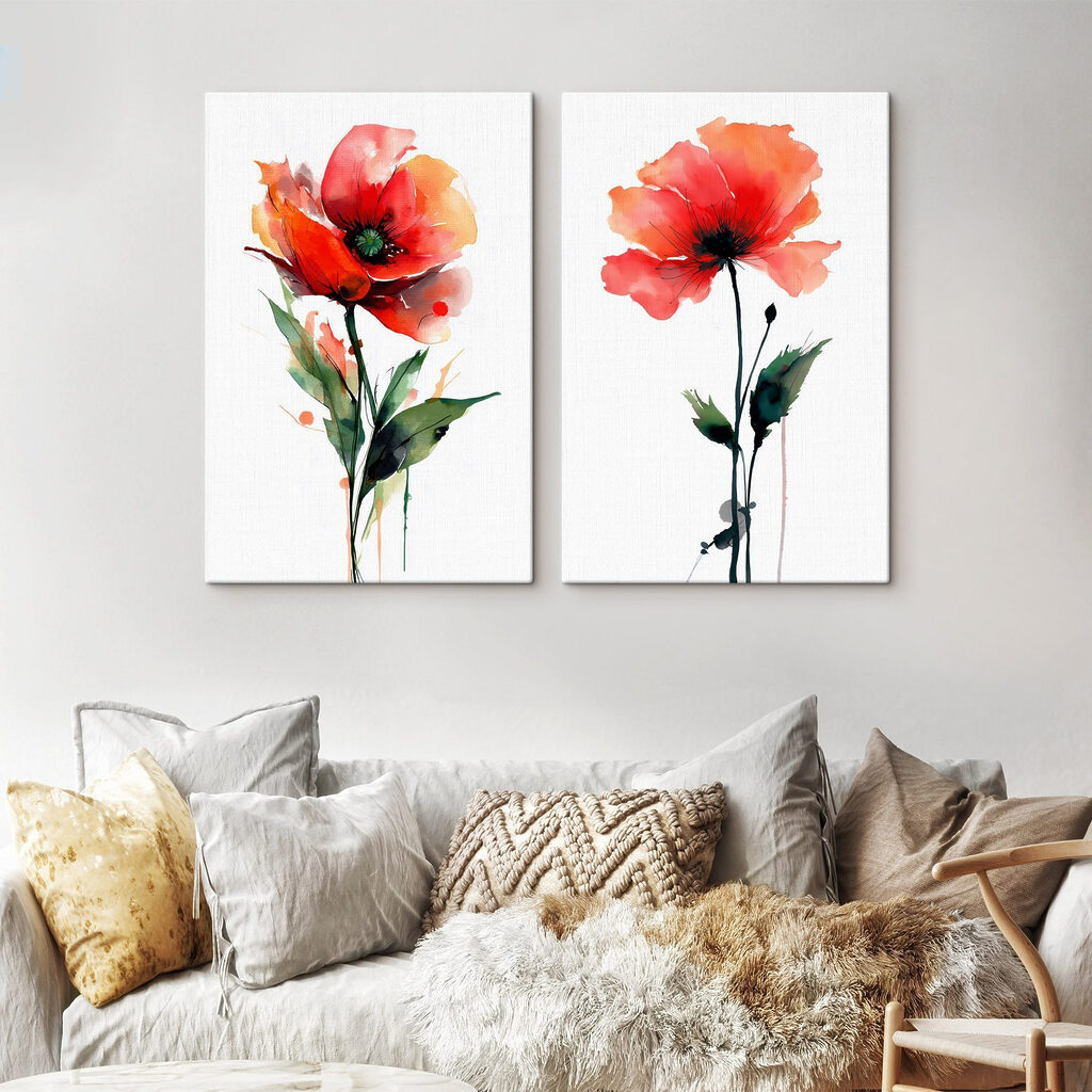 Amapolas con salpicaduras en un interior