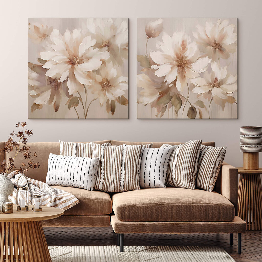 Flores sobre beige en un interior