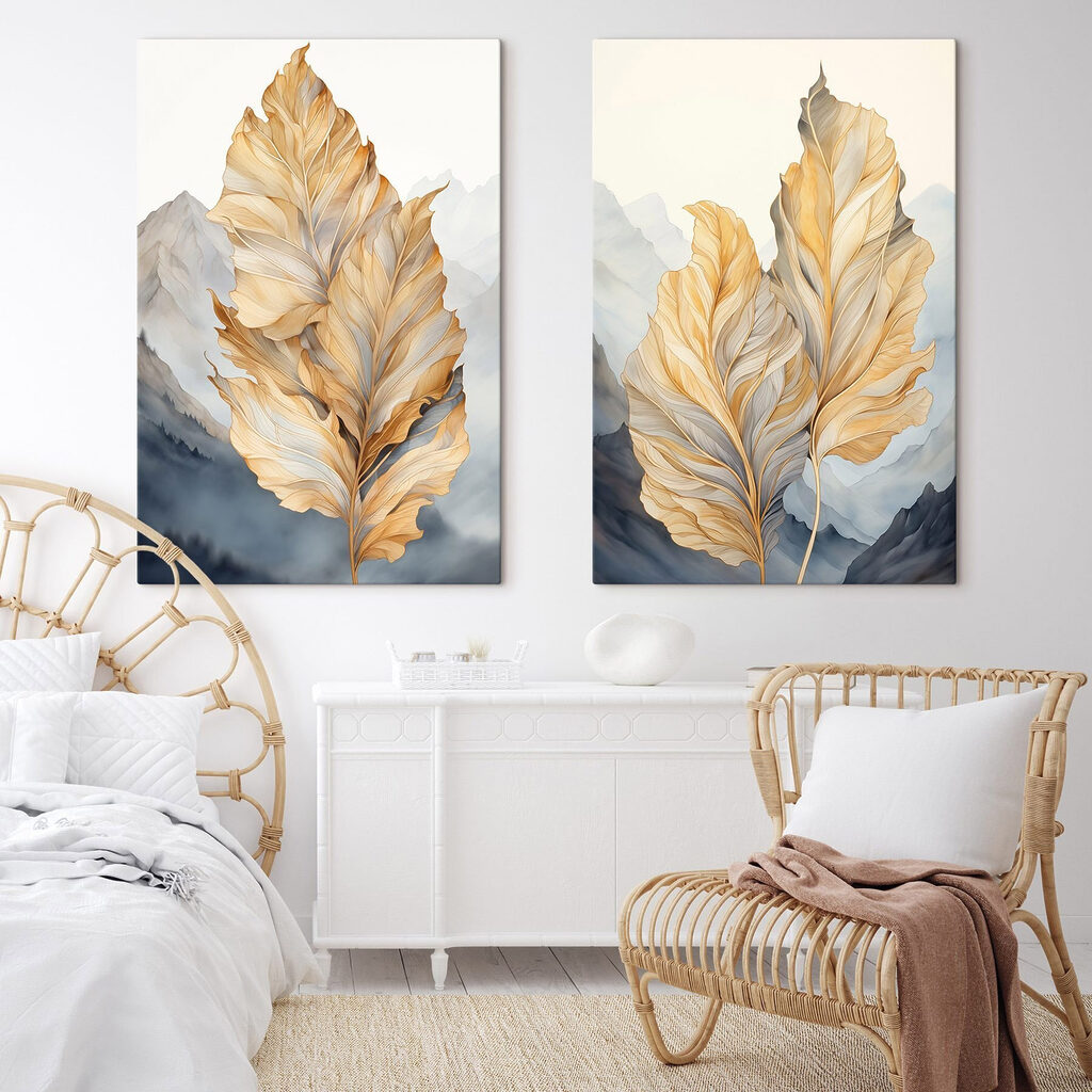 Hojas de otoño en un interior