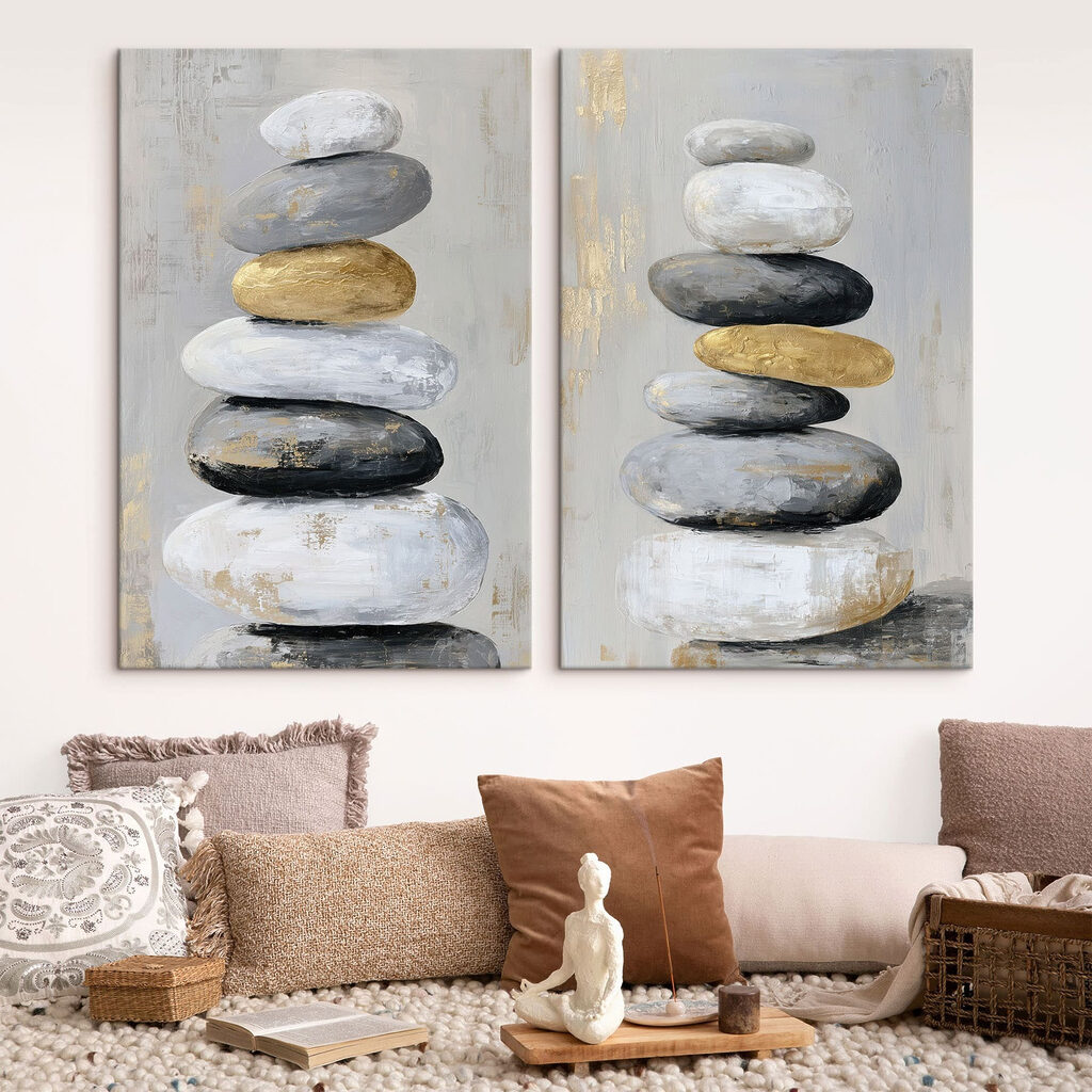 Piedras en equilibrio en un interior