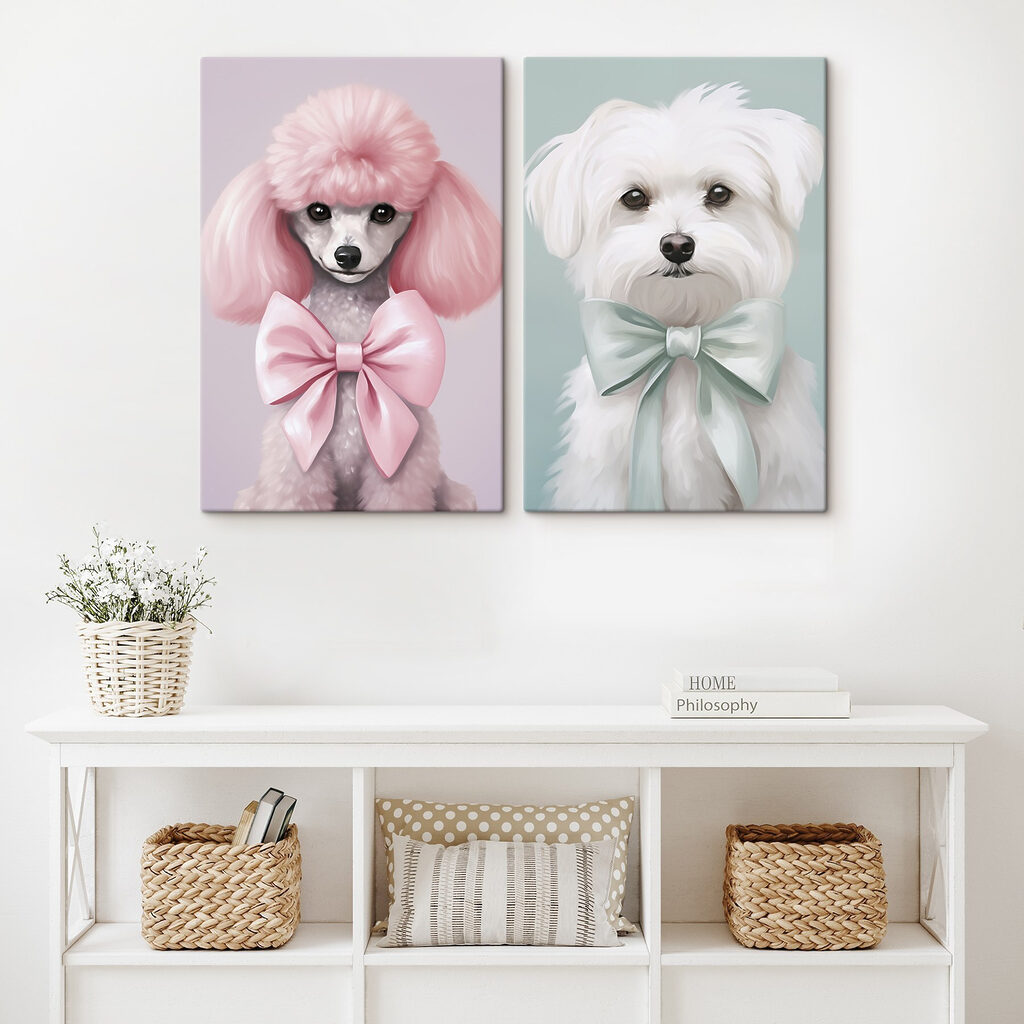 Perros con lazo en un interior