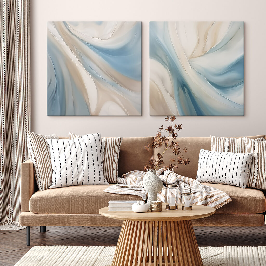 Ondas azules y crema en un interior