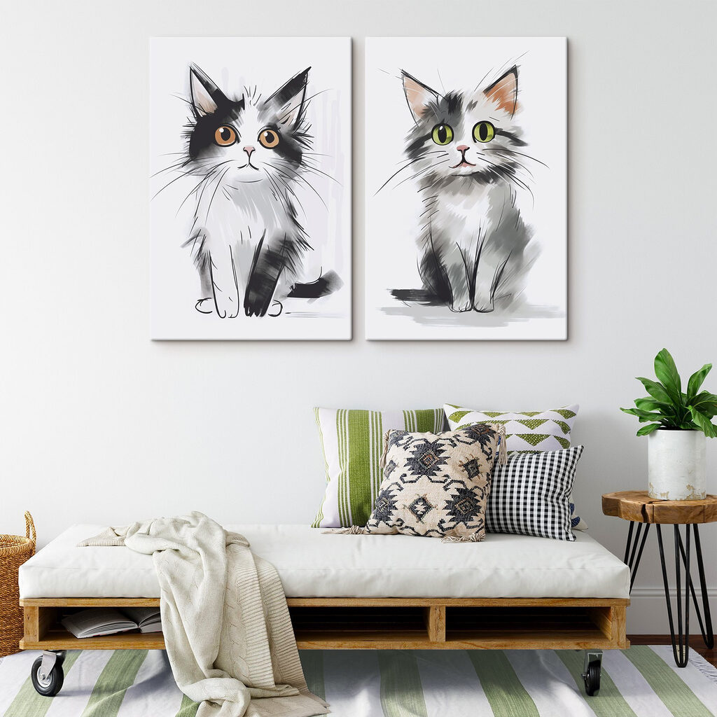 Gatos sentados en un interior
