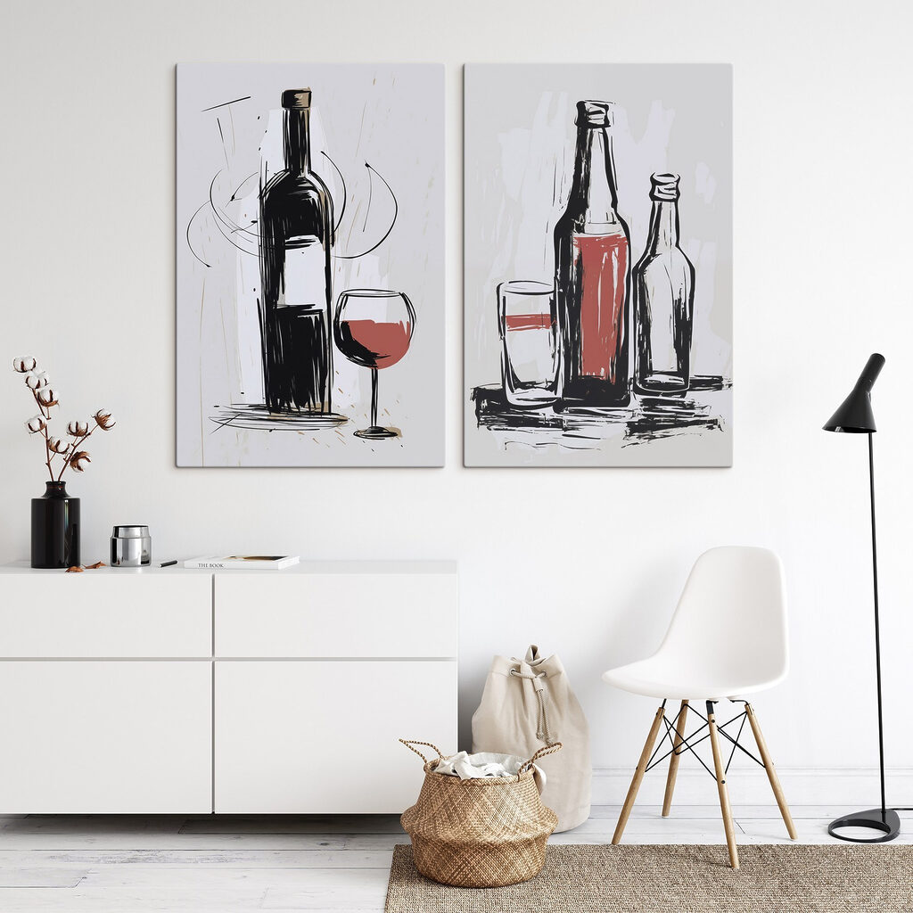 Botellas de vino en un interior