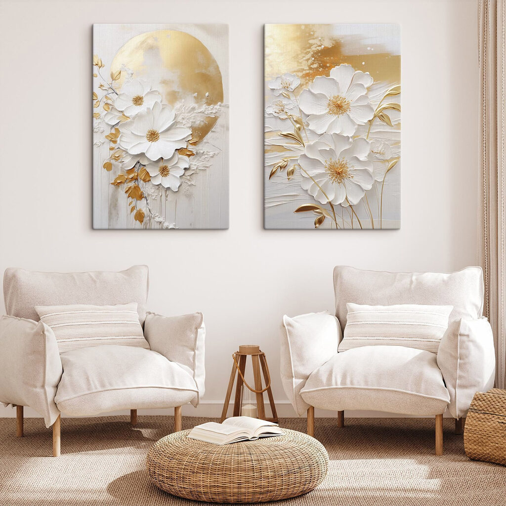 Flores bajo la luna en un interior