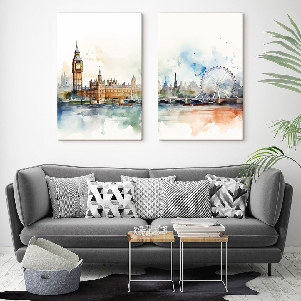 Londres en acuarela en un interior