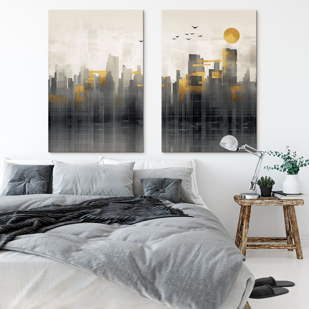 Sol sobre la ciudad en un interior