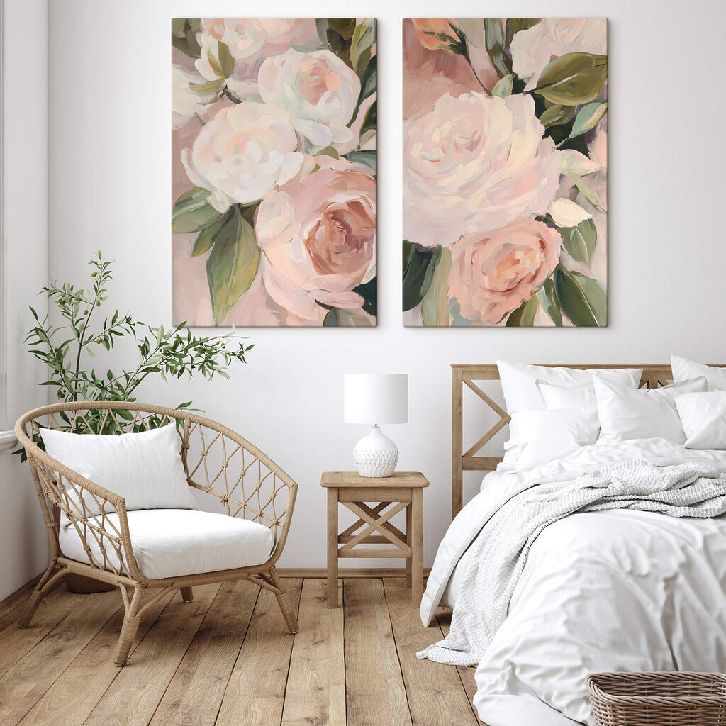 Flores en tonos pastel en un interior