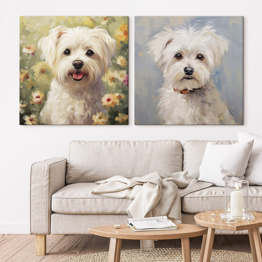 Perros esponjosos en un interior