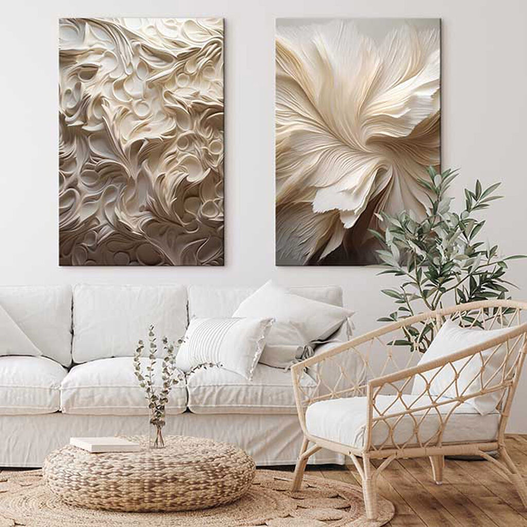 Formas florales en remolino en un interior