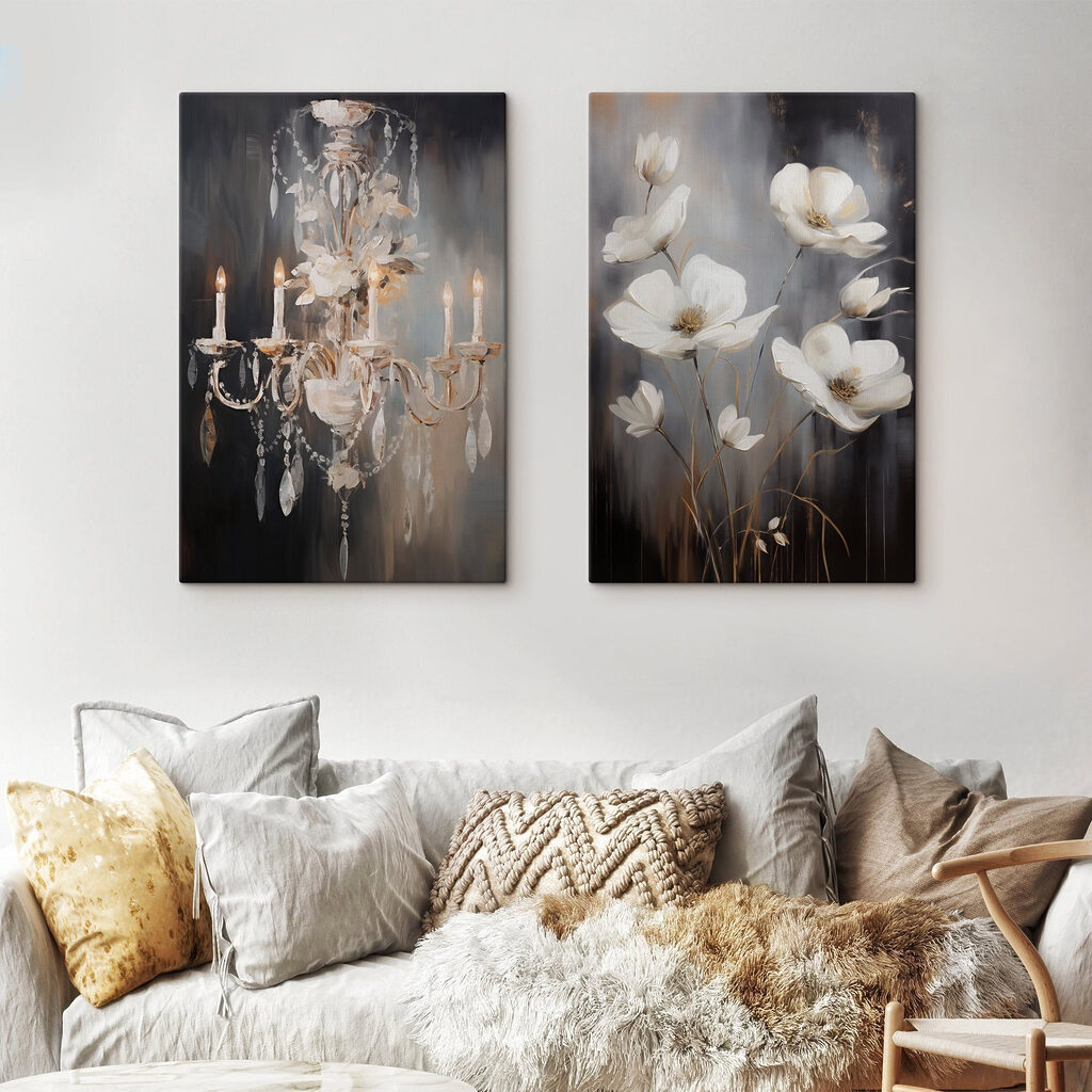 Flores y cristal en un interior