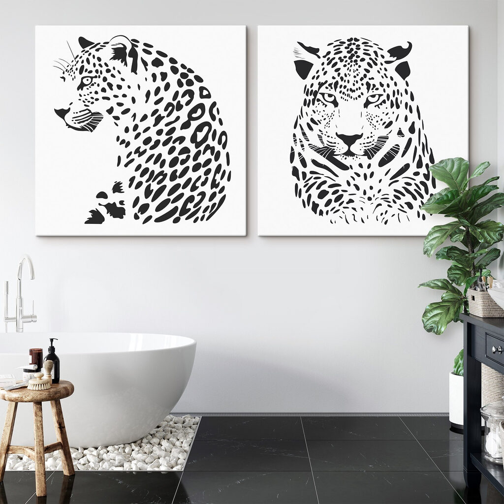 Leopardos en contraste en un interior