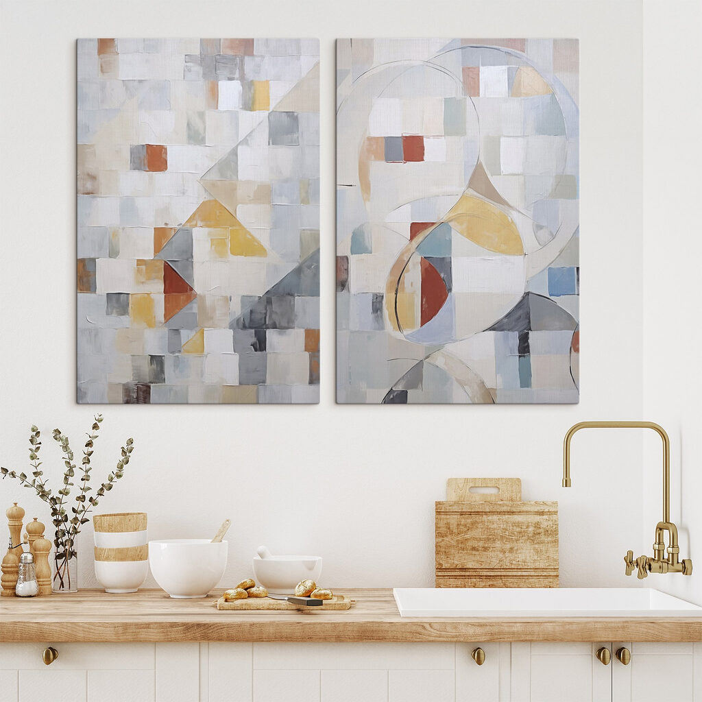 Mosaico de cuadrados en un interior