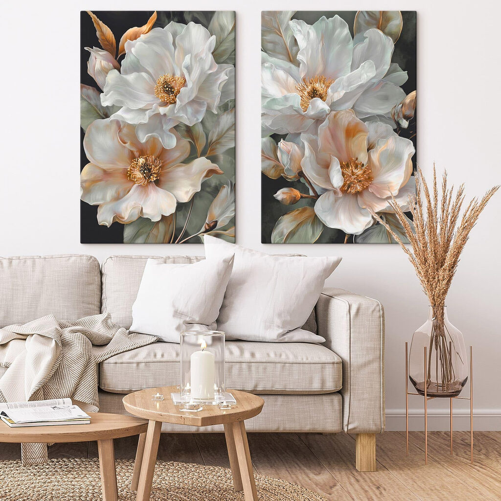 Flores de trazo suelto en un interior
