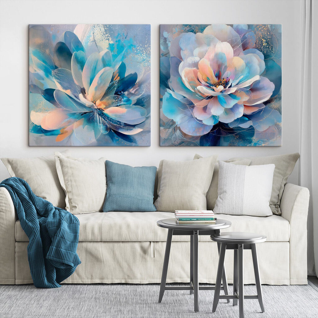 Flores en luz azul en un interior