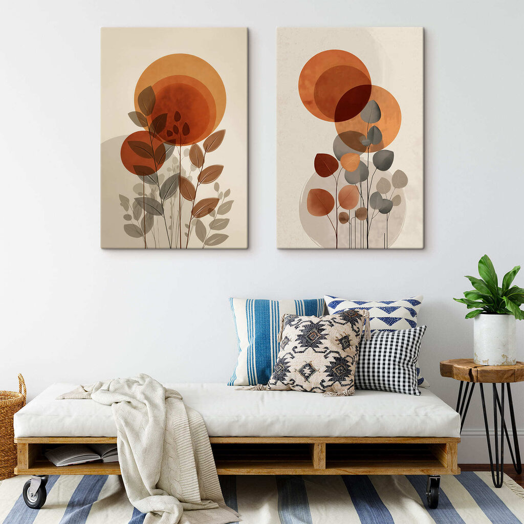 Círculos vivos con brotes en un interior