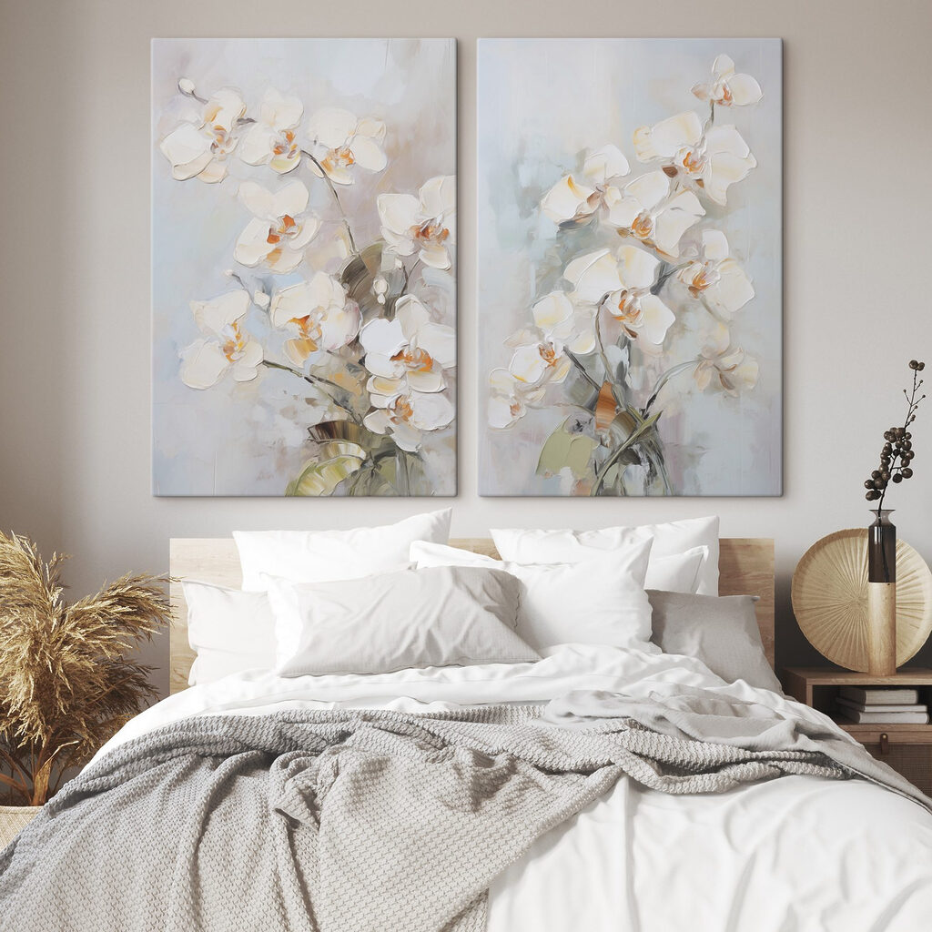 Orquídeas pintadas en un interior