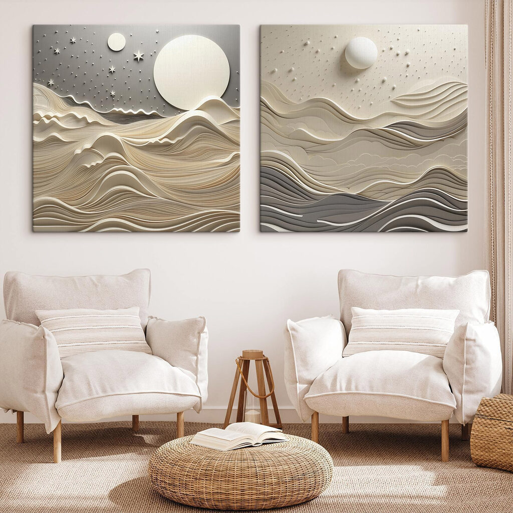 Dunas bajo la luna en un interior