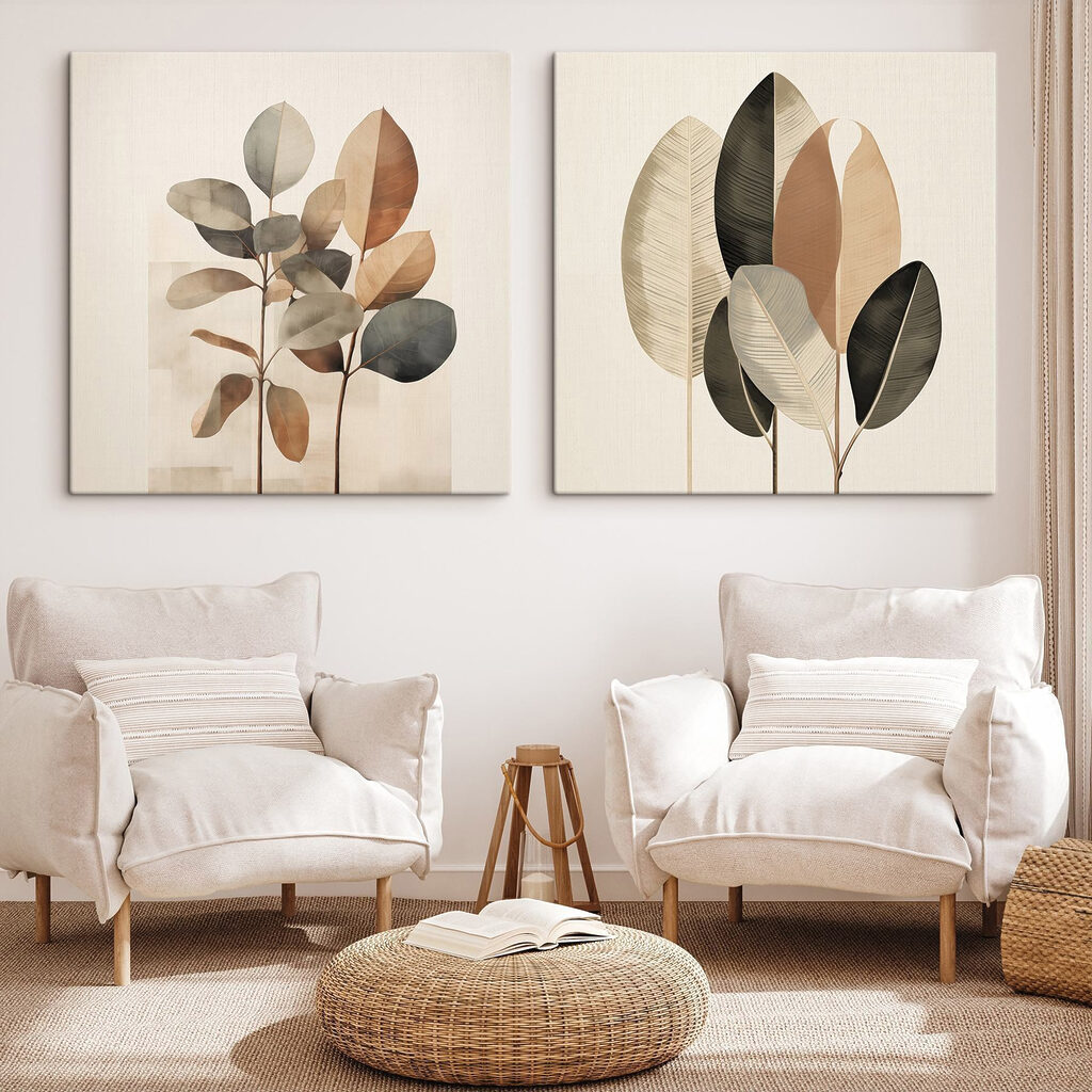 Estudio de hojas terrosas en un interior