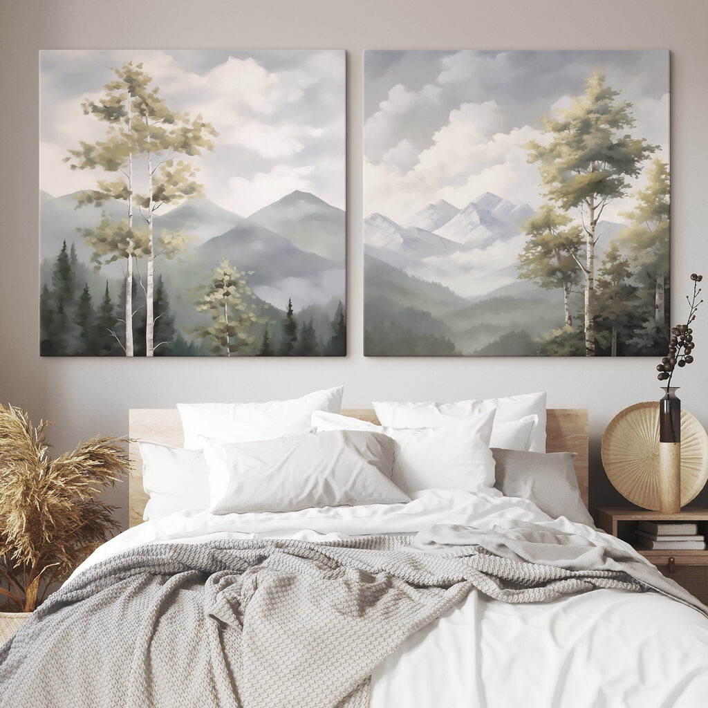 Bosque entre montañas en un interior