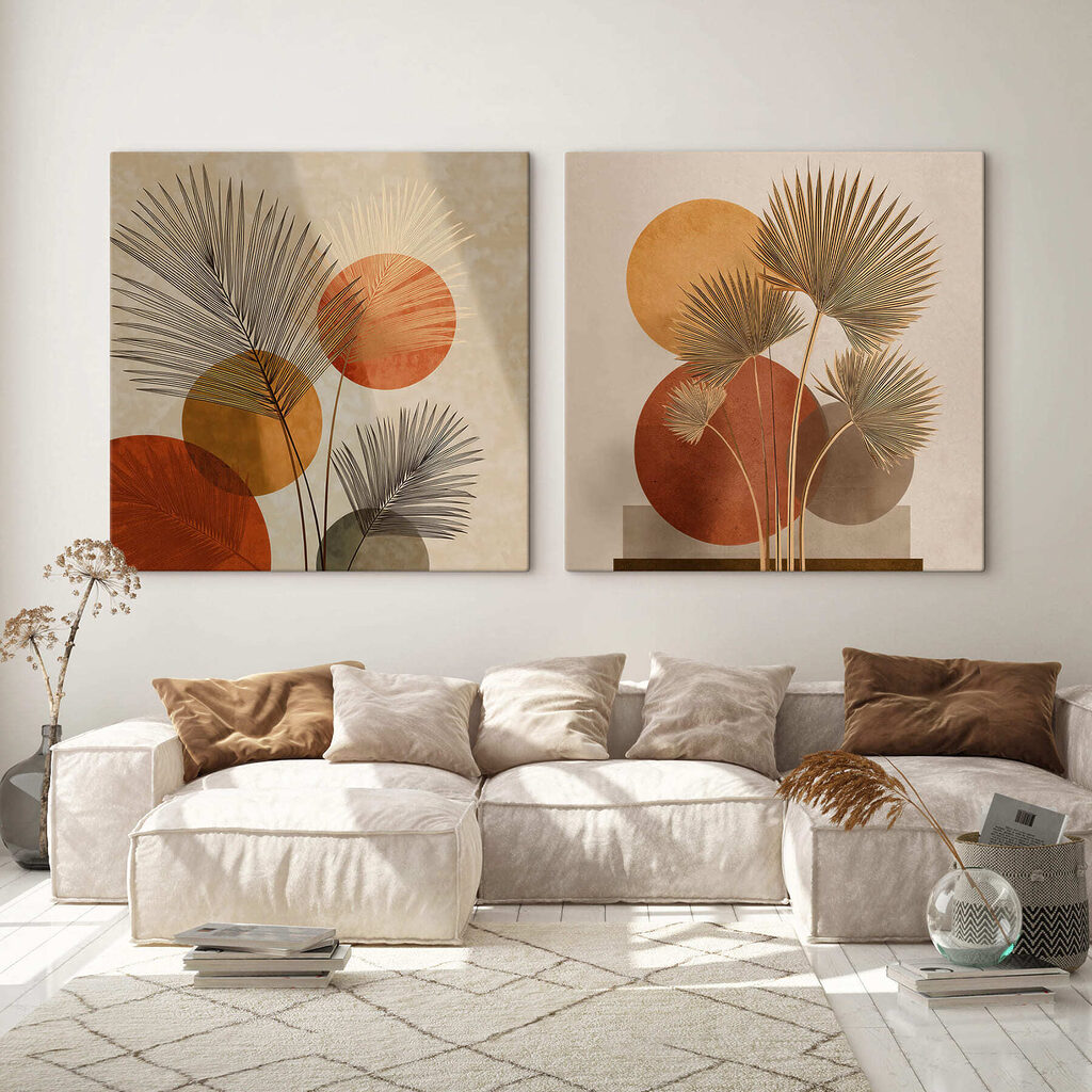 Palmas al sol en un interior