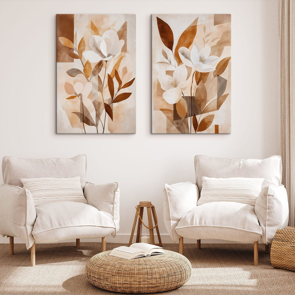 Flores blancas en cobre en un interior