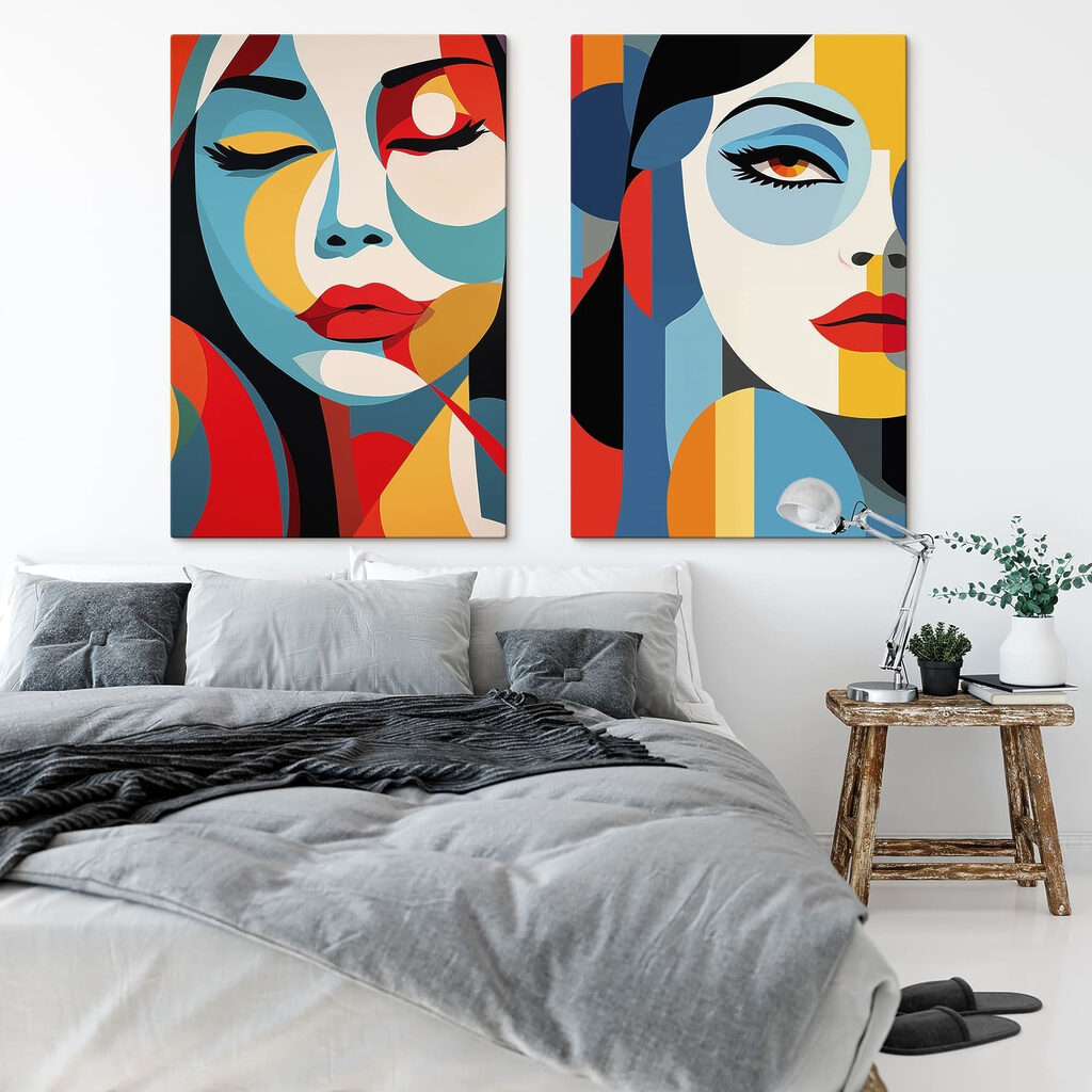 Mujer en collage en un interior