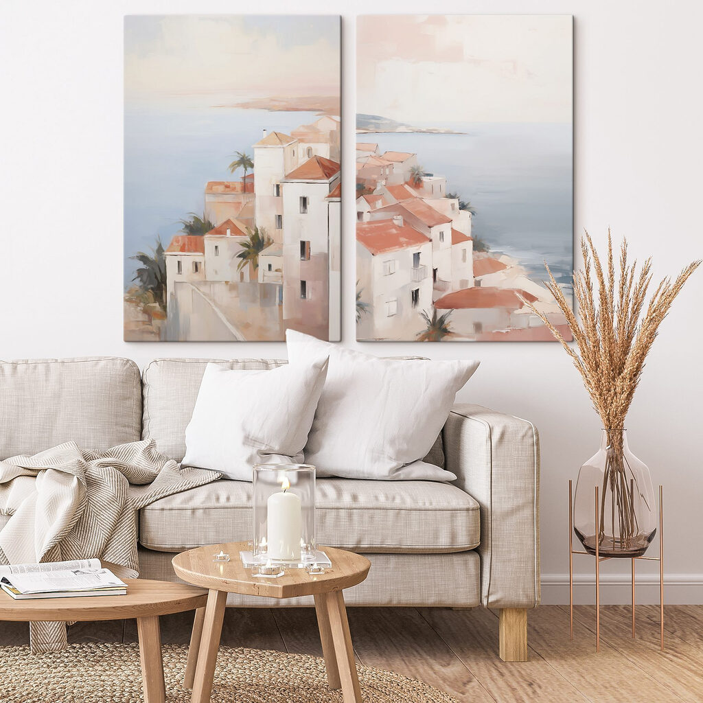 Casas sobre el mar en un interior