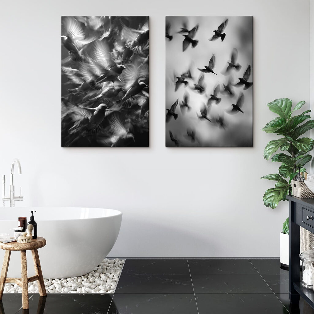 Aves en vuelo en un interior