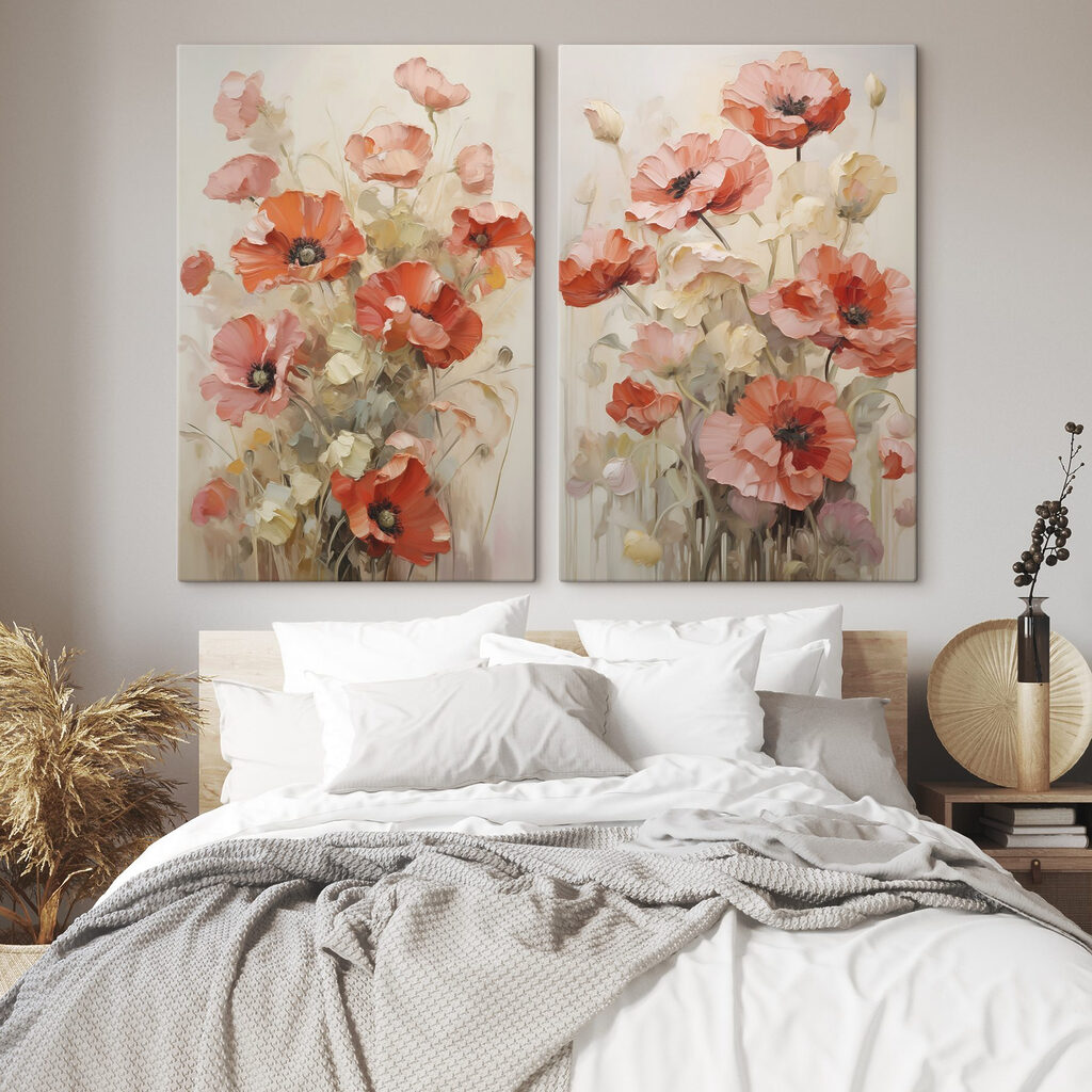 Amapolas en trazos sueltos en un interior