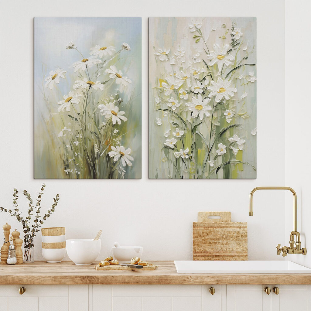 Flores blancas entre verde en un interior
