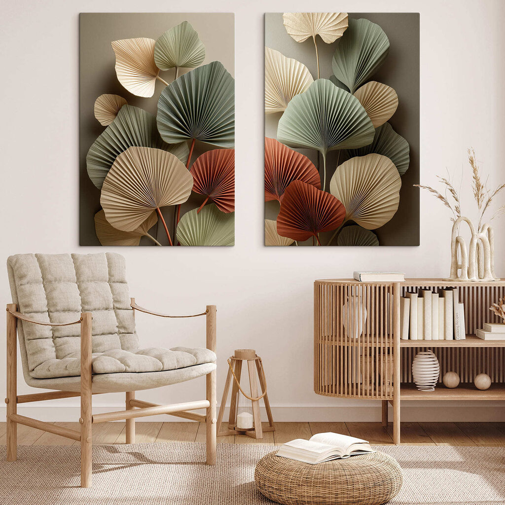 Abanicos de otoño en un interior