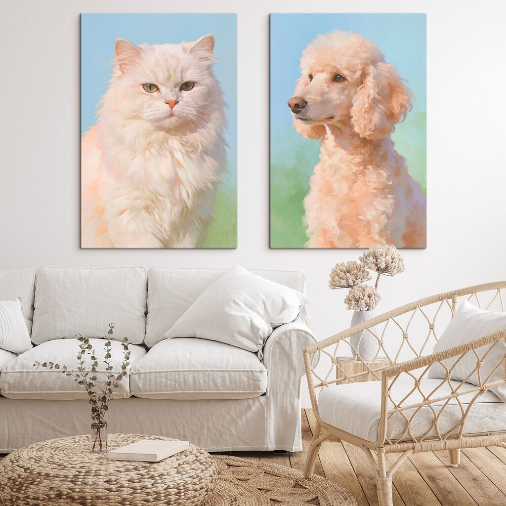Gato y perro juntos en un interior