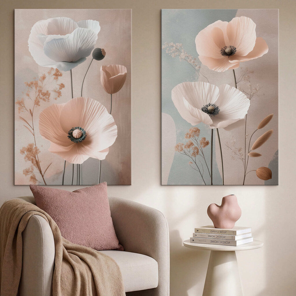 Amapolas en tallos finos en un interior