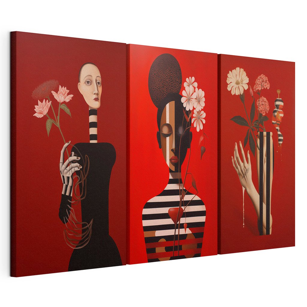 Figuras rayadas con flores — vista del producto