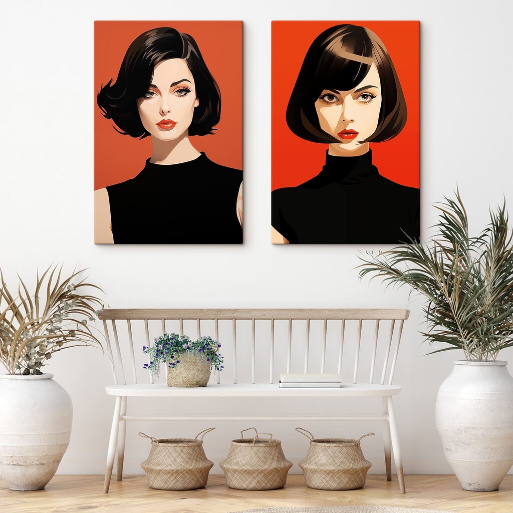 Melenas cortas en rojo en un interior