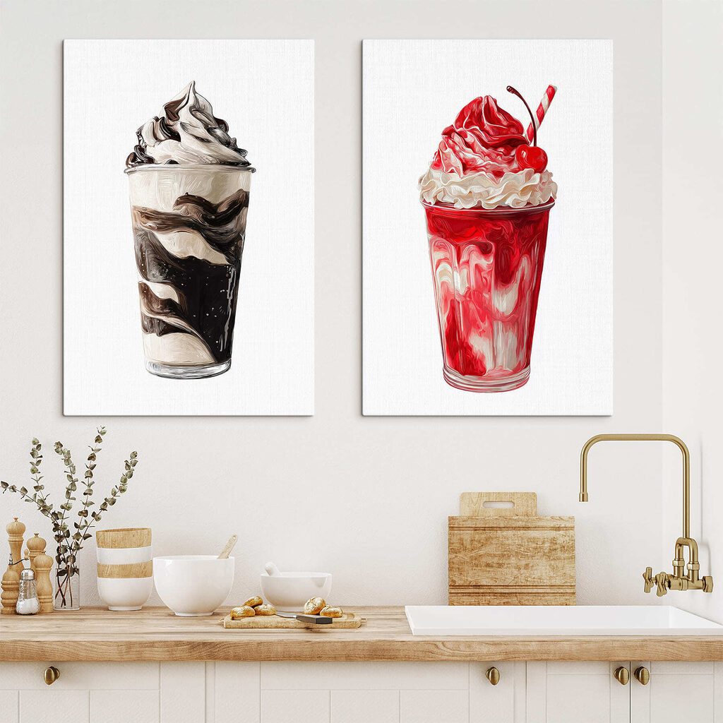 Dos vasos dulces en un interior