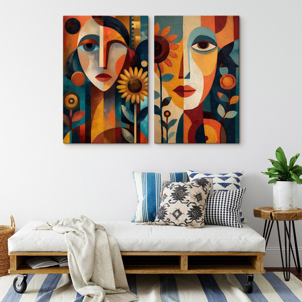 Mujeres entre flores en un interior