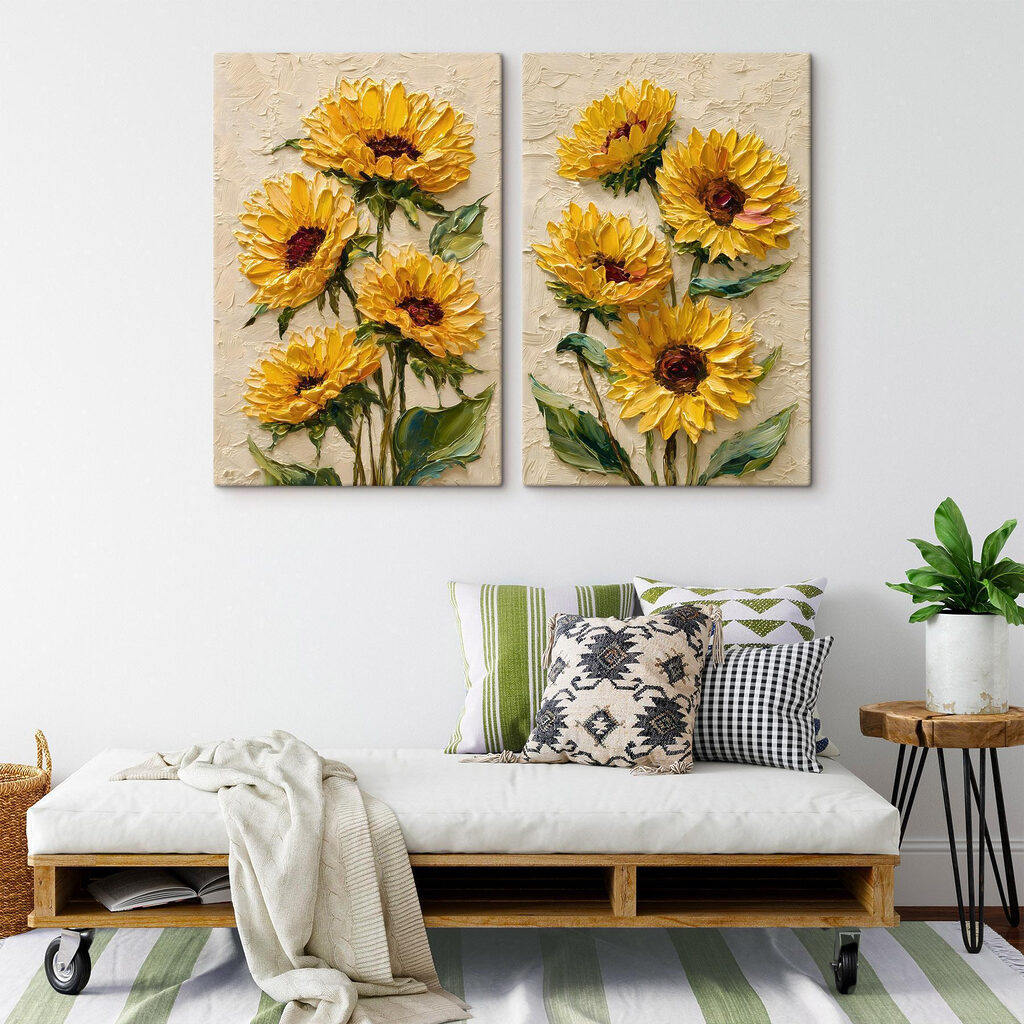 Girasoles en plena floración en un interior