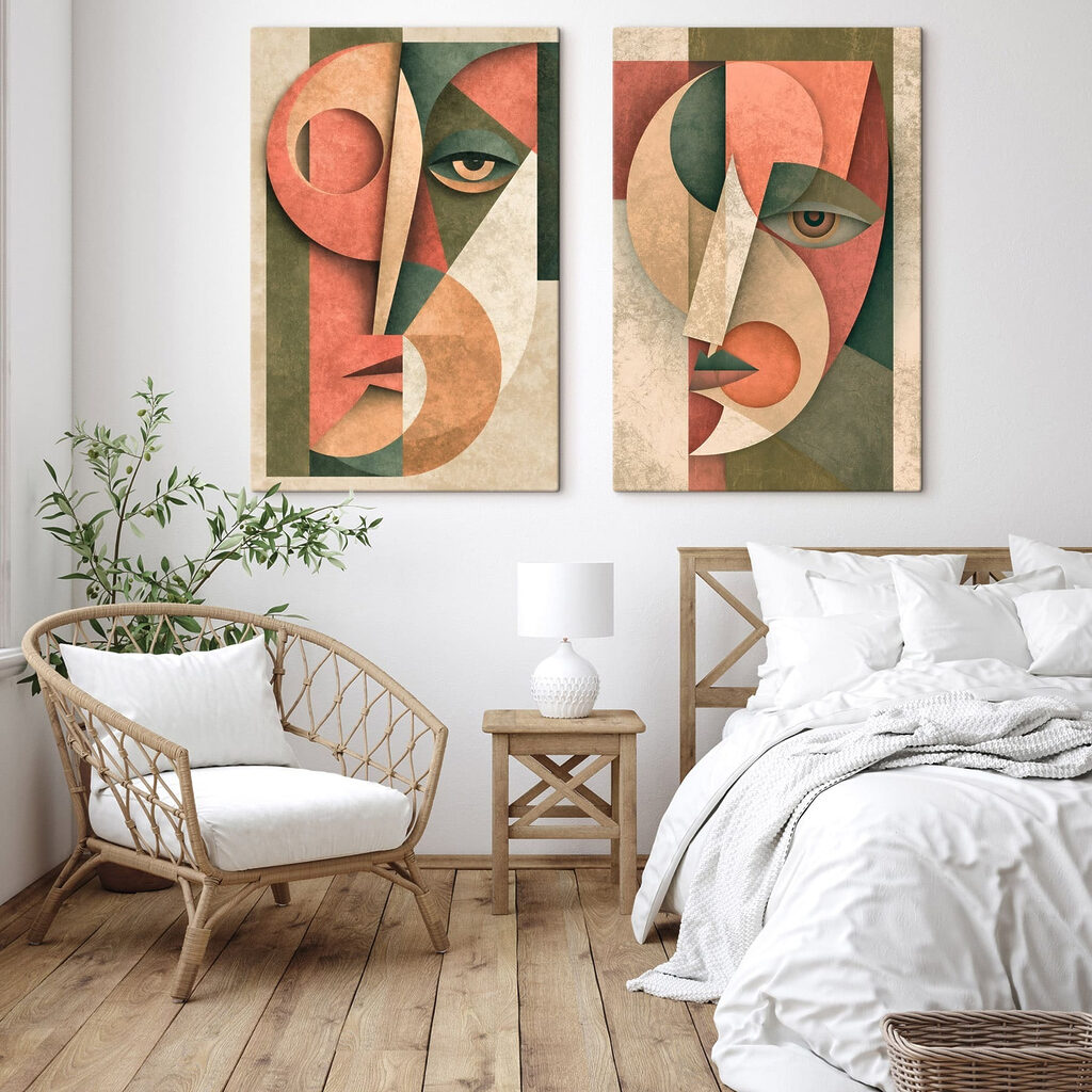 Miradas entre colores en un interior