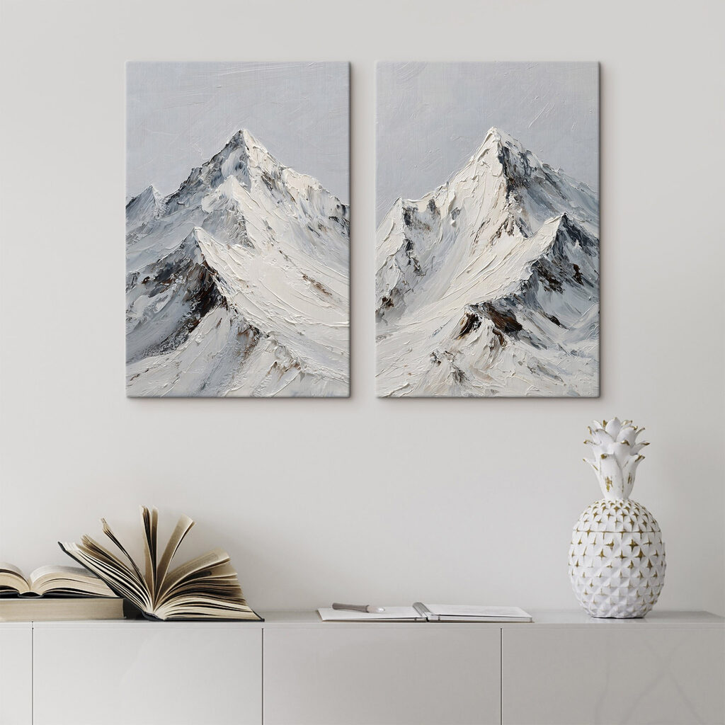 Picos nevados en un interior