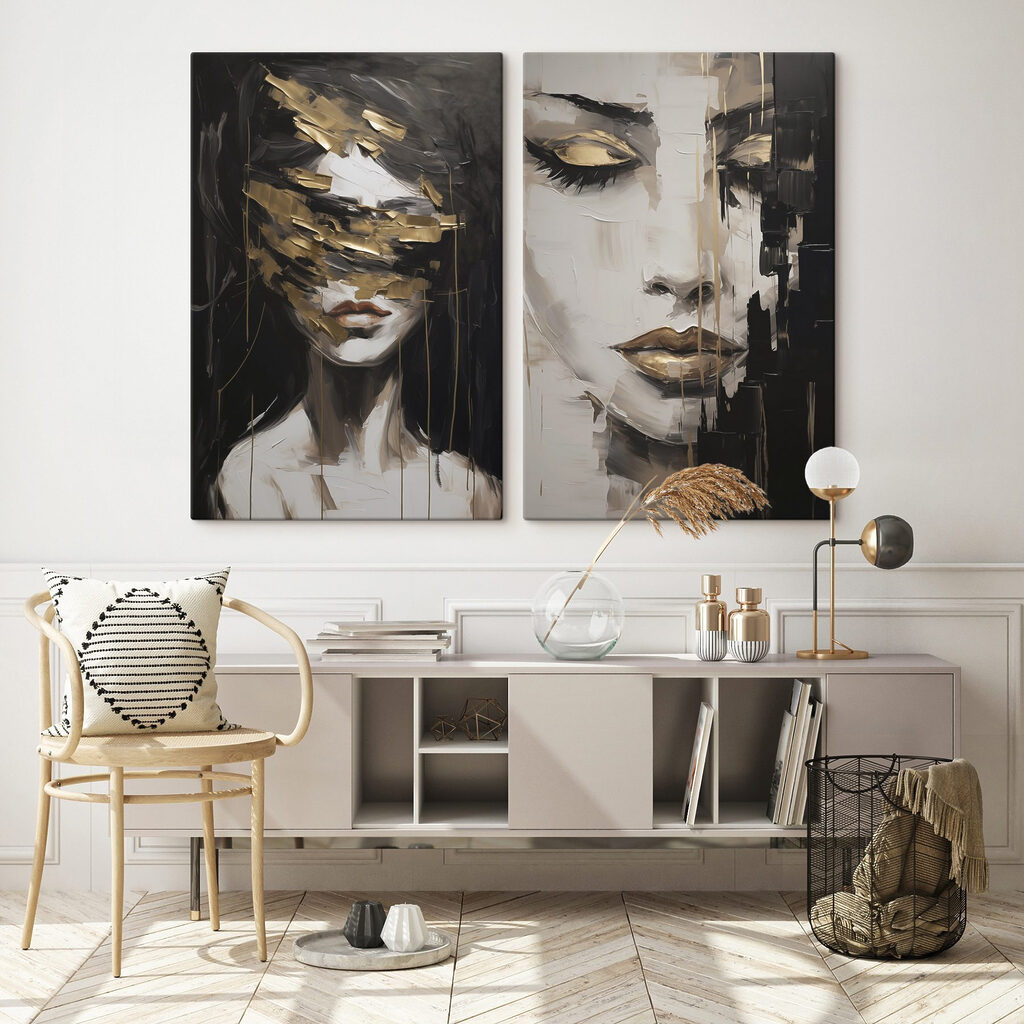 Oro sobre ojos cerrados en un interior