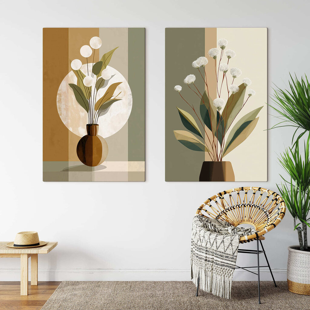 Flores en jarrones en un interior