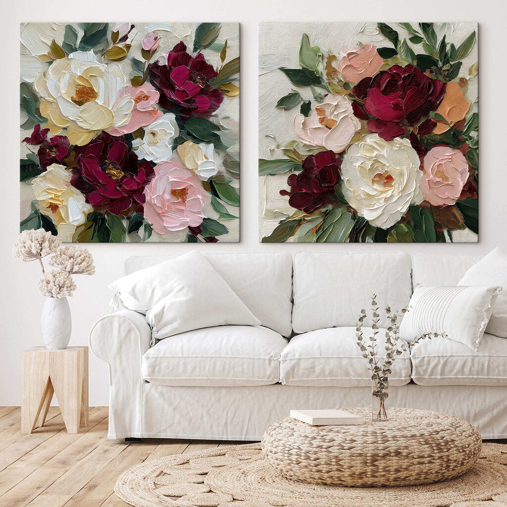 Ramos de rosas en un interior