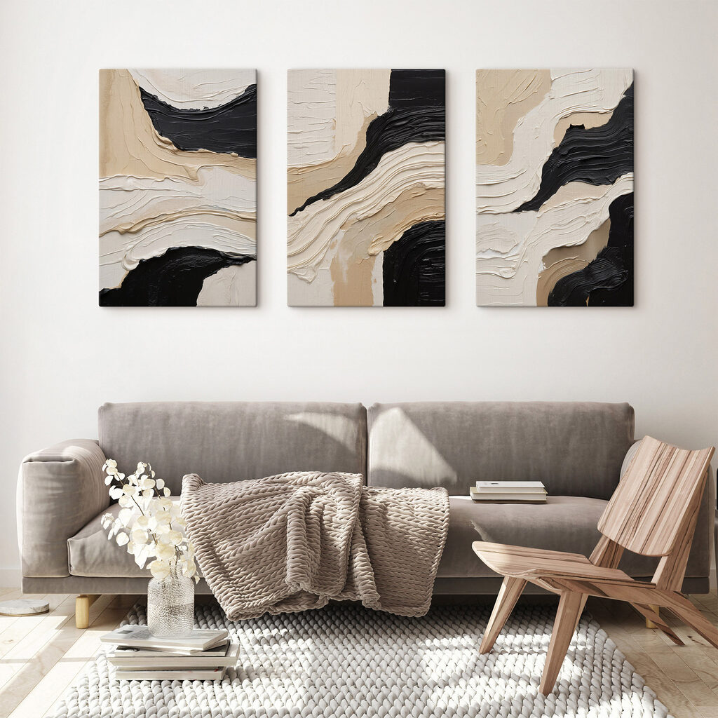 Ondas oscuras sobre crema en un interior