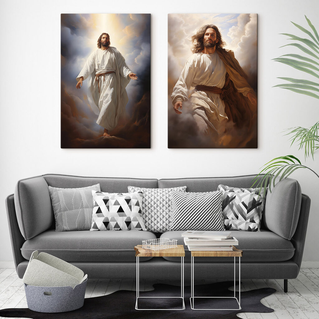 Jesús entre las nubes en un interior