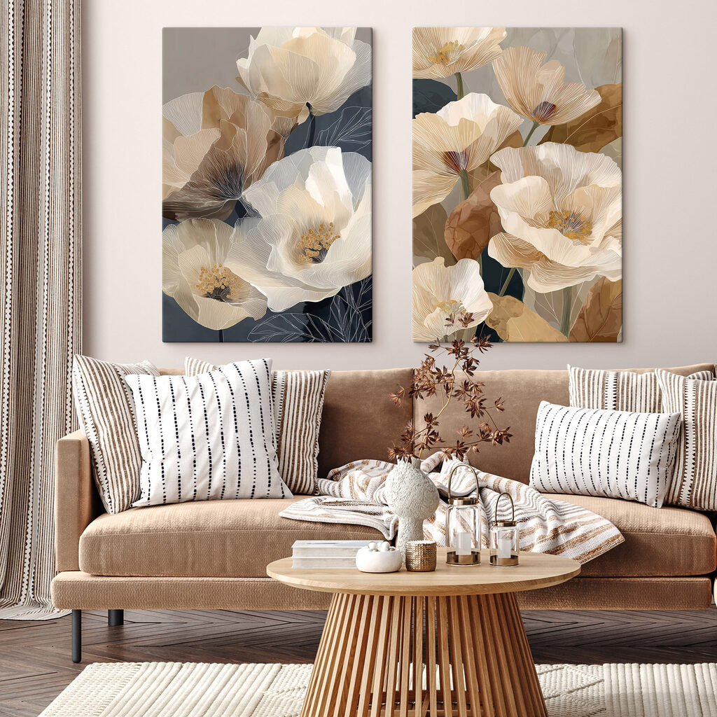 Crema sobre gris en un interior
