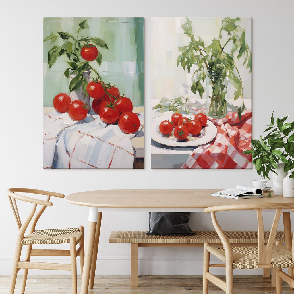 Bodegón de tomates en un interior