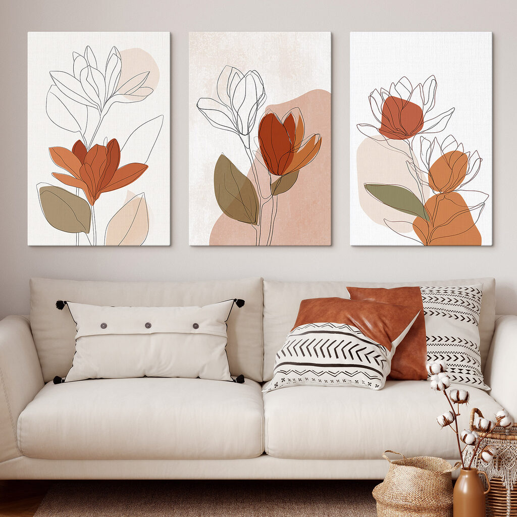 Flores de contornos finos en un interior