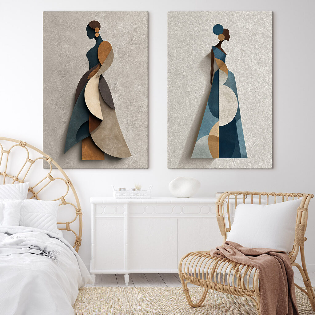 Dos siluetas elegantes en un interior